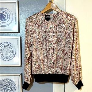 Vintage 80’s ERENA Women’s Colorful Abstract Pattern Long Sleeve Blouse Size 6